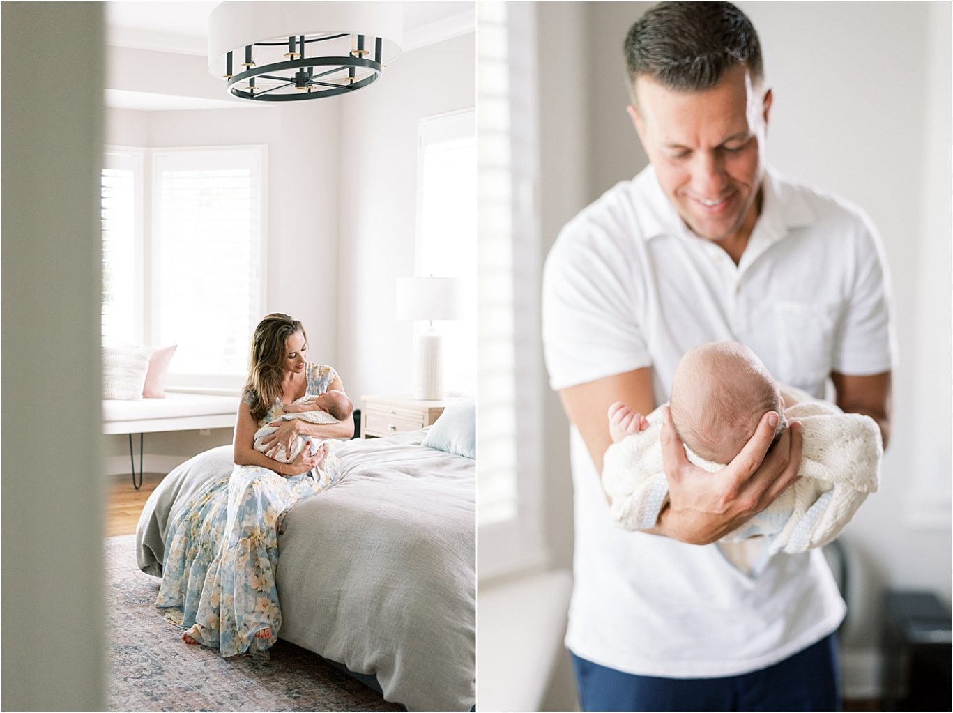 In-home lifestyle newborn session with newborn son. Photos by Carmel Newborn Photographer, Lindsay Konopa Photography.