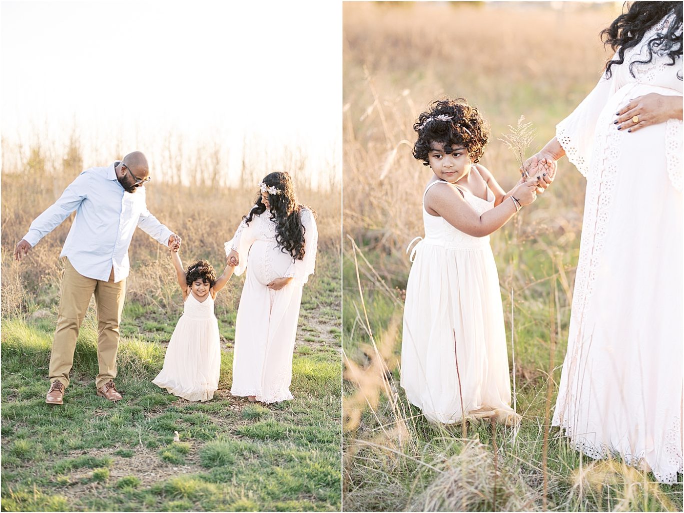 Outdoor maternity session with Mom, Dad and toddler daughter. Photo by Lindsay Konopa Photography.
