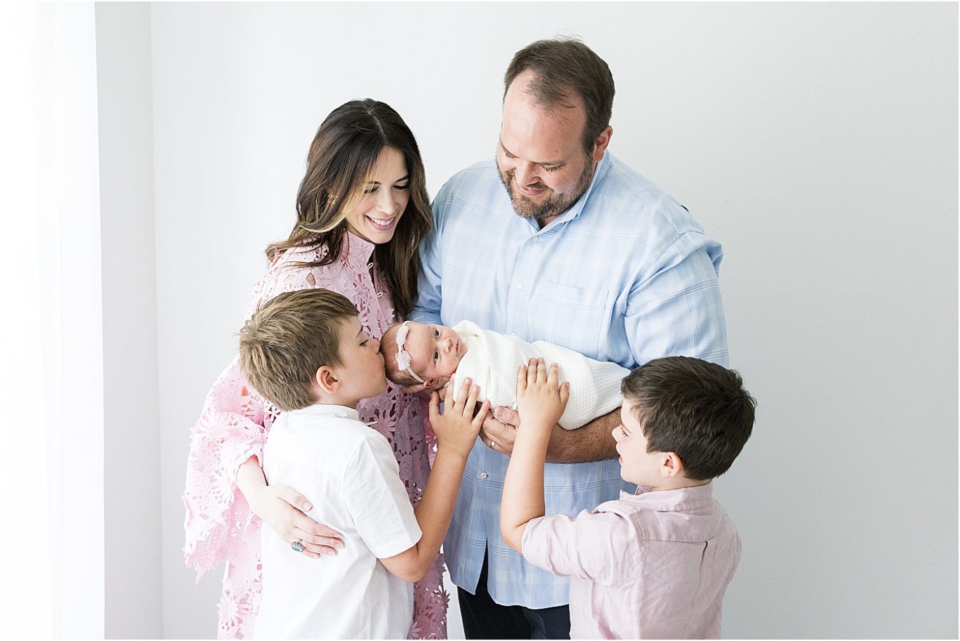 Family portrait in studio during newborn session with Lindsay Konopa Photography.