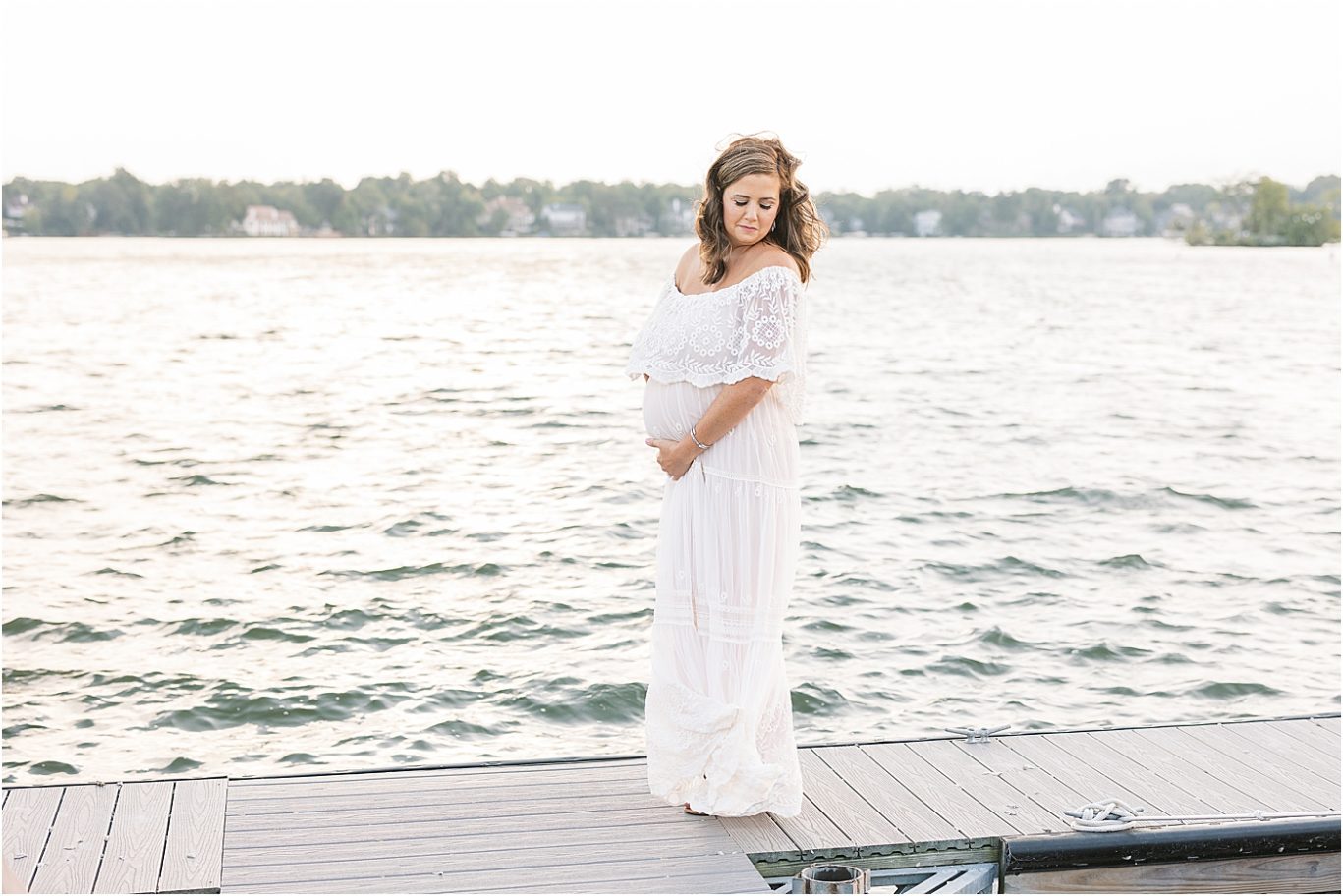 Maternity session at sunset on the water in Indy | Lindsay Konopa Photography