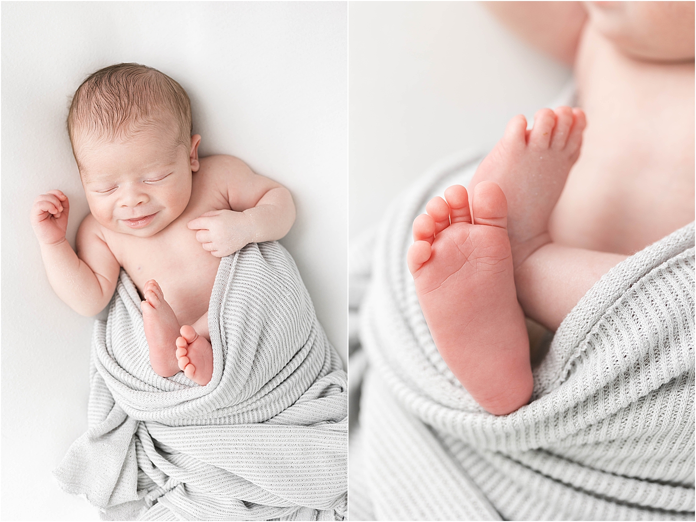 Baby boy swaddled for newborn photos with Lindsay Konopa Photography.